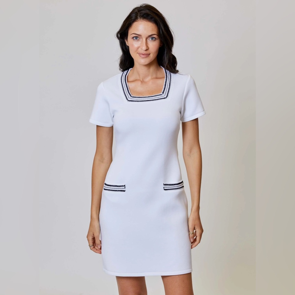 dh NEW YORK White Mini Dress with Black Trim NWoT / never worn